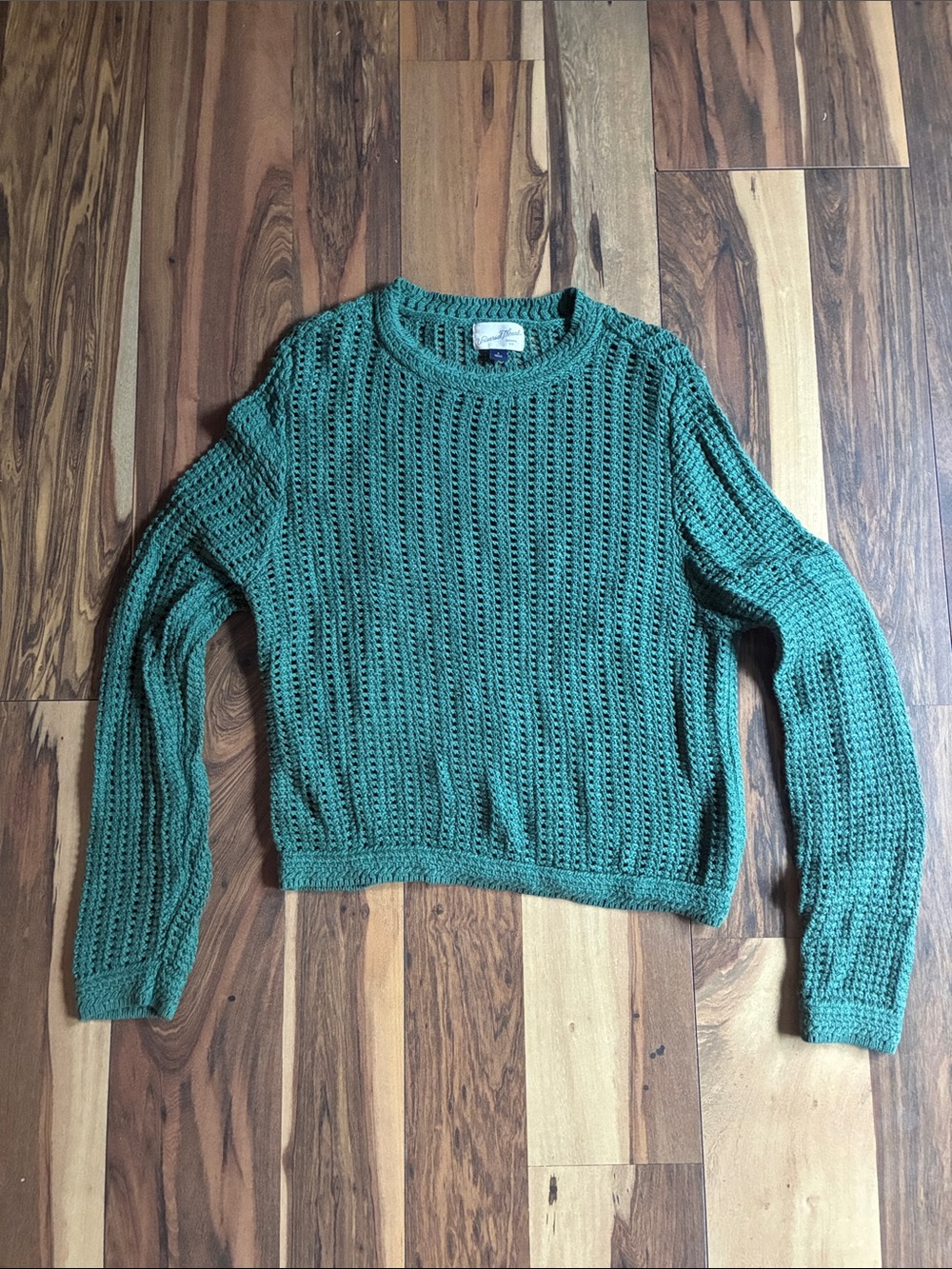 Universal Thread Green Open-Weave Crewneck Sweater